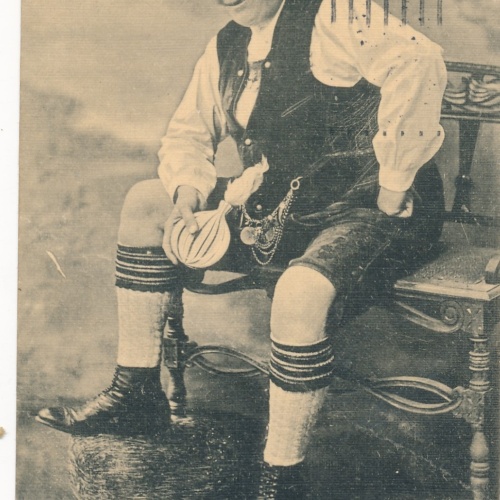 AK Annodazumals Mann in Tracht Schrammel Trio Ansichtskarte (14867)