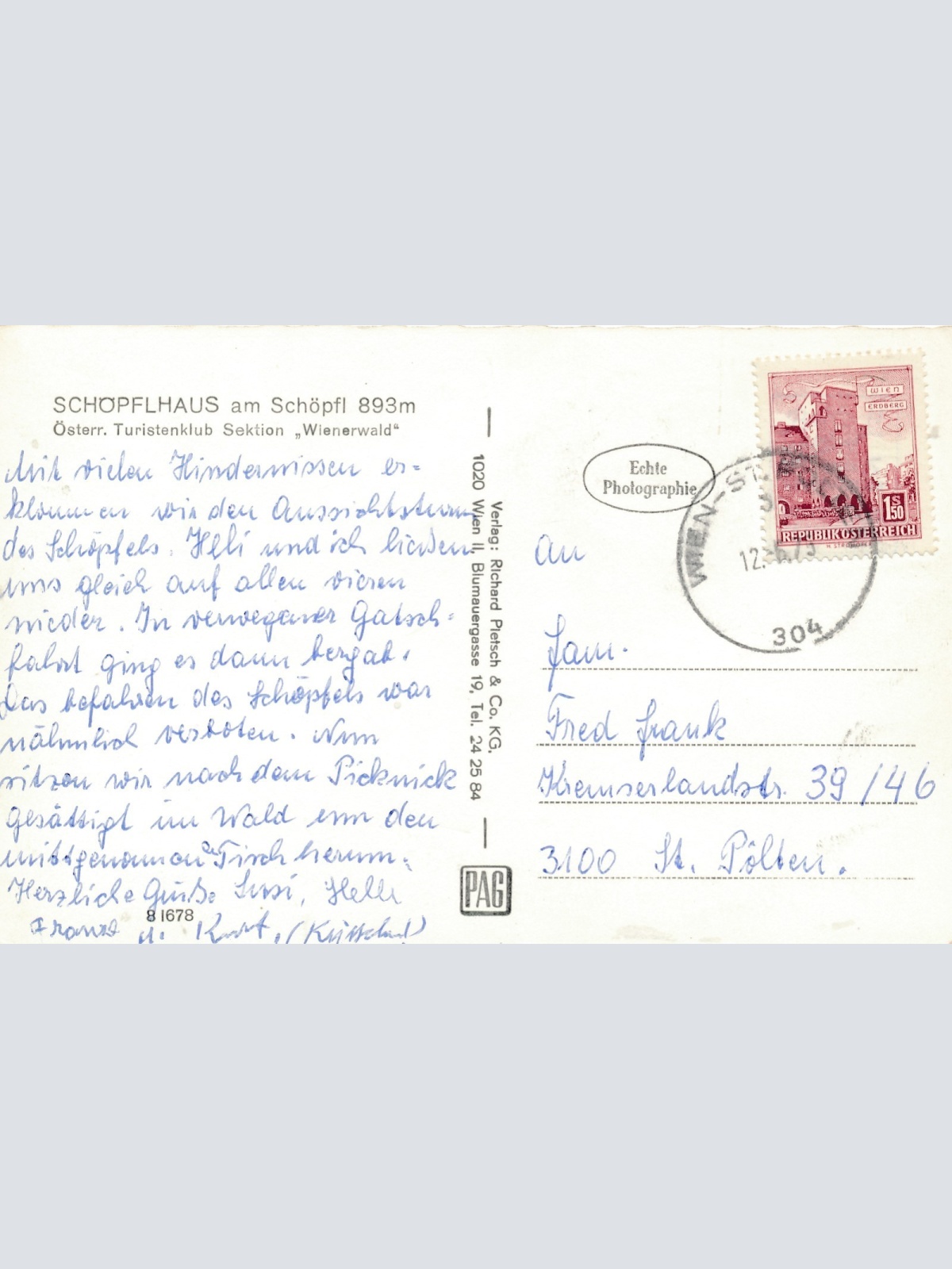 AK vom Schöpflhaus am Schöpfl Niederöst. Ansichtskarte (14954)