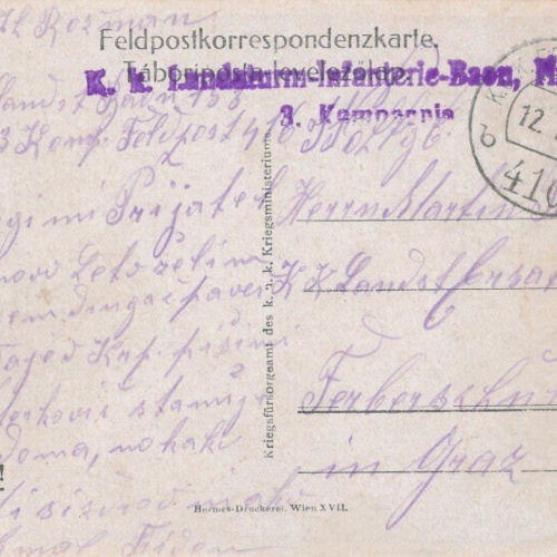 AK Feldpostkarte 416 K.K. Landsturm Infanterie Baon Nr. 15 (14912)