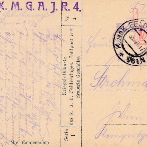 AK Feldpostkarte 895 K. u. K. IX. M. G. A. J. R. 4. Ansichtskarte (14903)