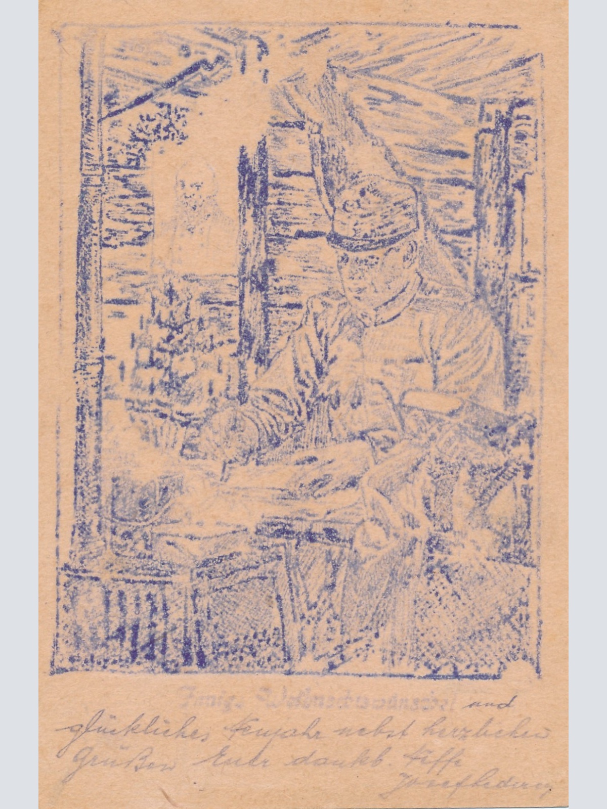 Feldpoststempel 234 K.u.K. Inf. Reg Nr. 14 2/XXV Marschkomp. Blaudruck (14939)