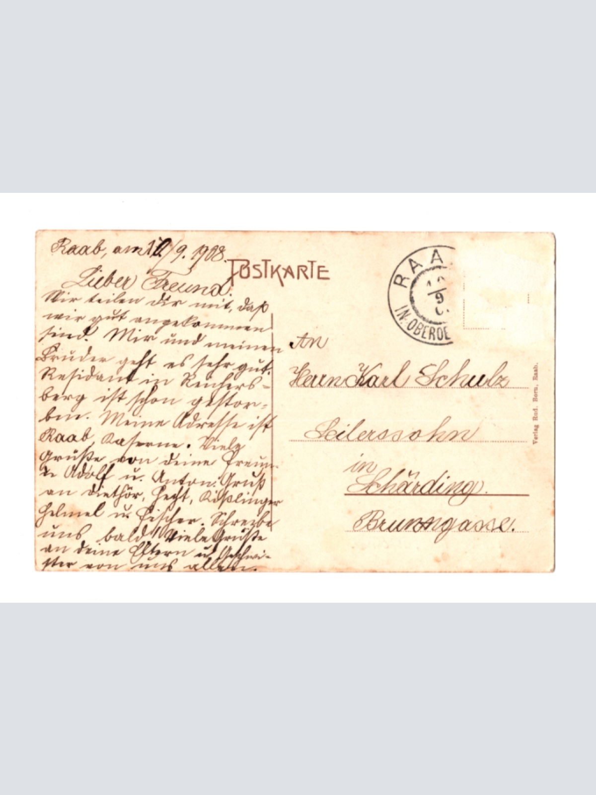 AK aus Raab, Oberösterreich Ansichtskarte (F395)