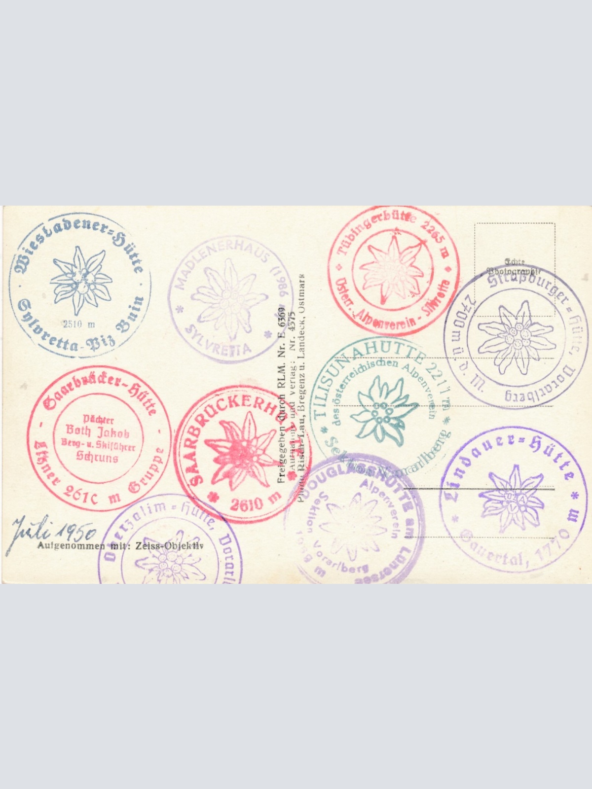 AK Eisbruch in Fermuntferner mit versch. Hüttenstempel Ansichtskarte (14979)