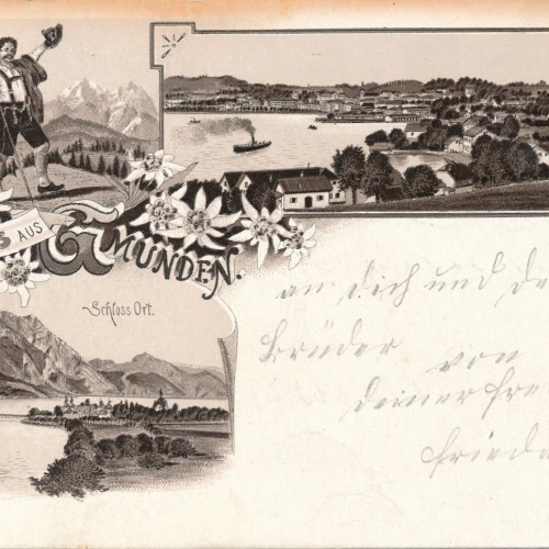 Litho - Karte gruss aus Gmunden Oberösterreich Ansichtskarte (15104)
