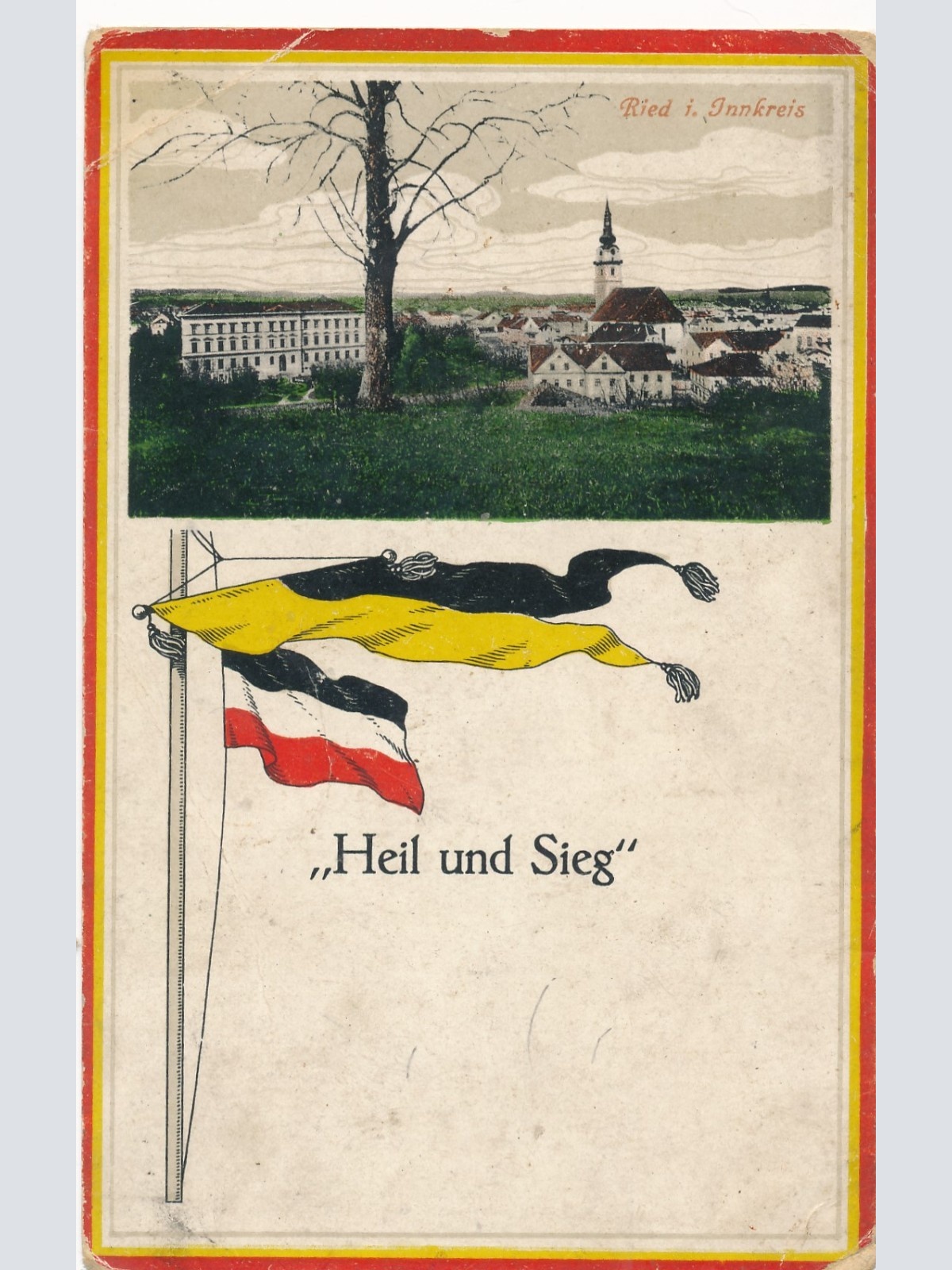 AK aus Ried Heil und Sieg mit Flagge Oberösterreich Ansichtskarte (15110)