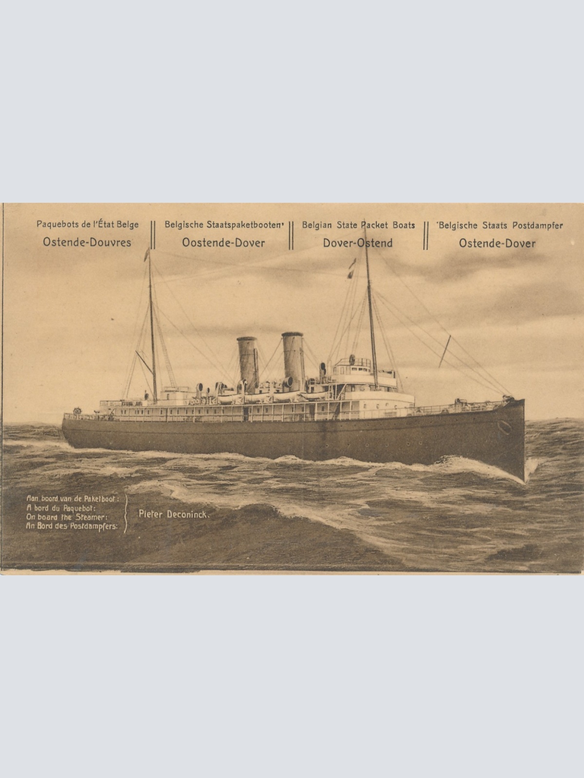 AK Belgischer Staats Postdampfer Ostende Dover Ansichtskarte (15941)