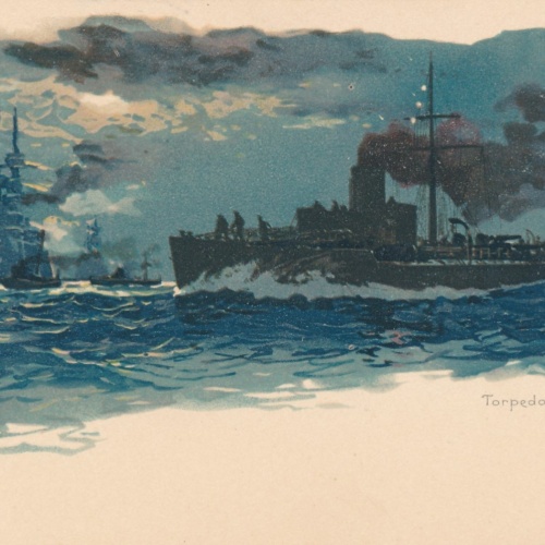 AK Torpedojäger bei Nacht Ansichtskarte (15939)