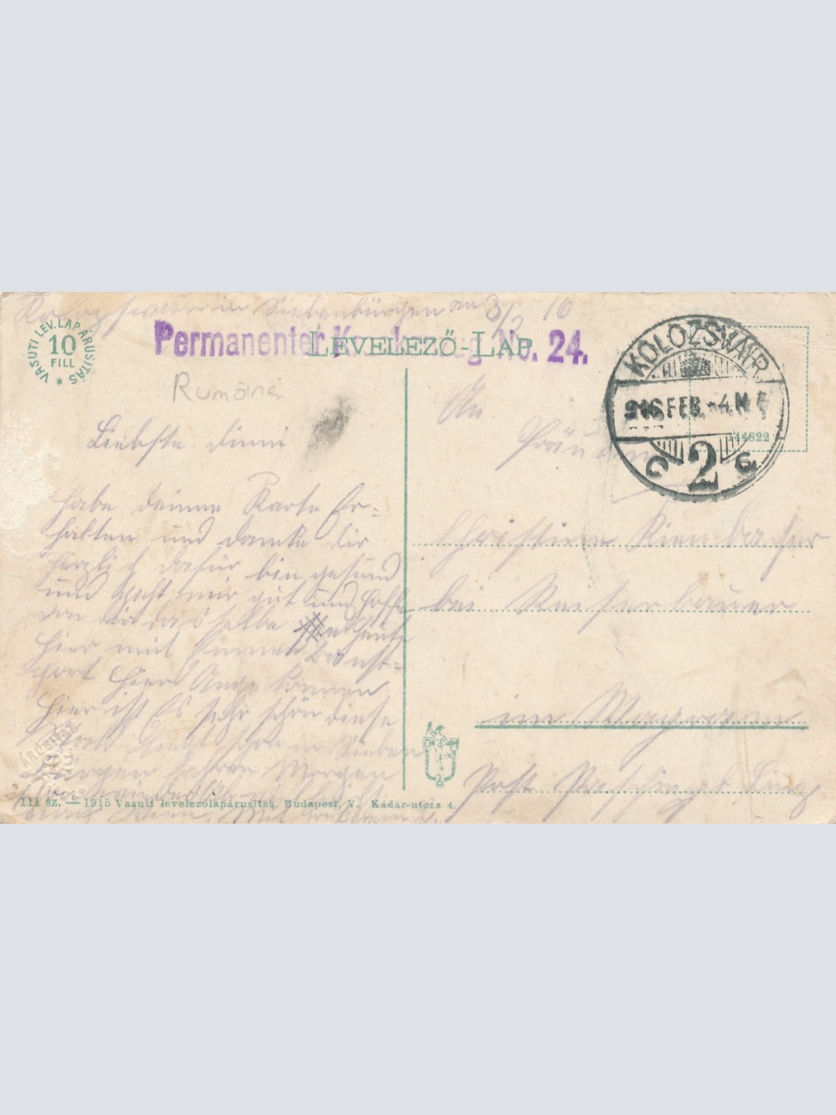 AK aus Kolozsvar Rumänien Ansichtskarte (15827)