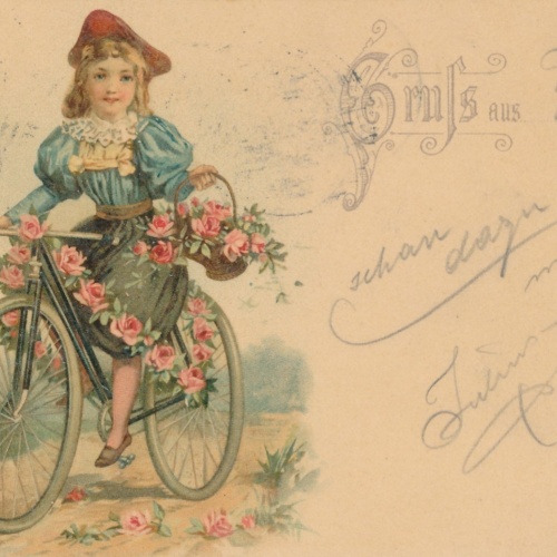 AK Mädchen mit Fahrad Ansichtskarte (15879)