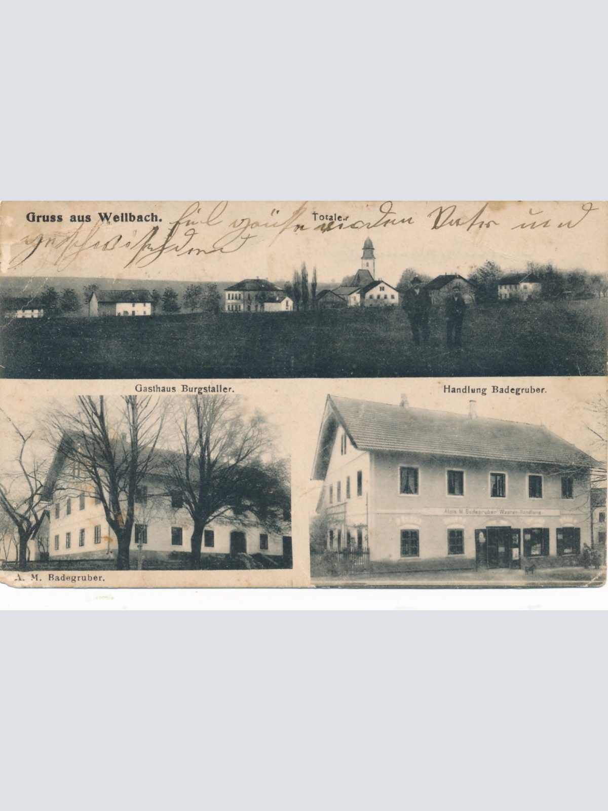 AK aus Weilbach mit Badegruber Handlung Oberösterreich Ansichtskarte (15246)