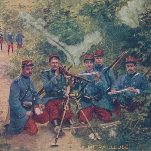 AK La Mitrailleuse mit Maschinengewehr Militaria Ansichtskarte (15722)