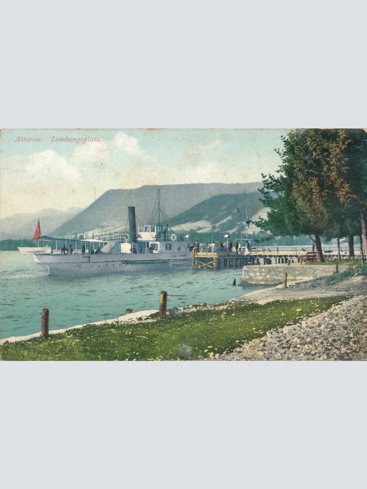 AK aus Attersee Landungplatz mit Dampfer Oberösterreich Ansichtskarte (15234)