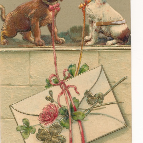 Glückwunsch - Präge - Karte viel Glück im neune Jahre mit Dackel (15708)