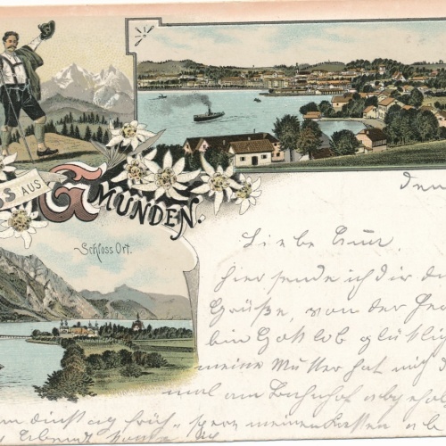 Litho - Karte gruss aus Gmunden Oberösterreich Ansichtskarte (15524)