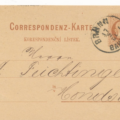 2 Kreuzer - Ganzsachen - Karte aus Brünn Bahnhof (16220)