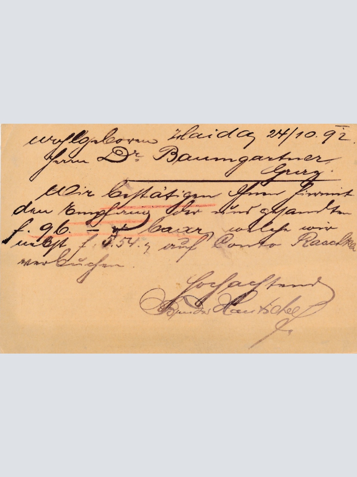 2 Kreuzer - Ganzsachen - Karte aus Haida (16218)