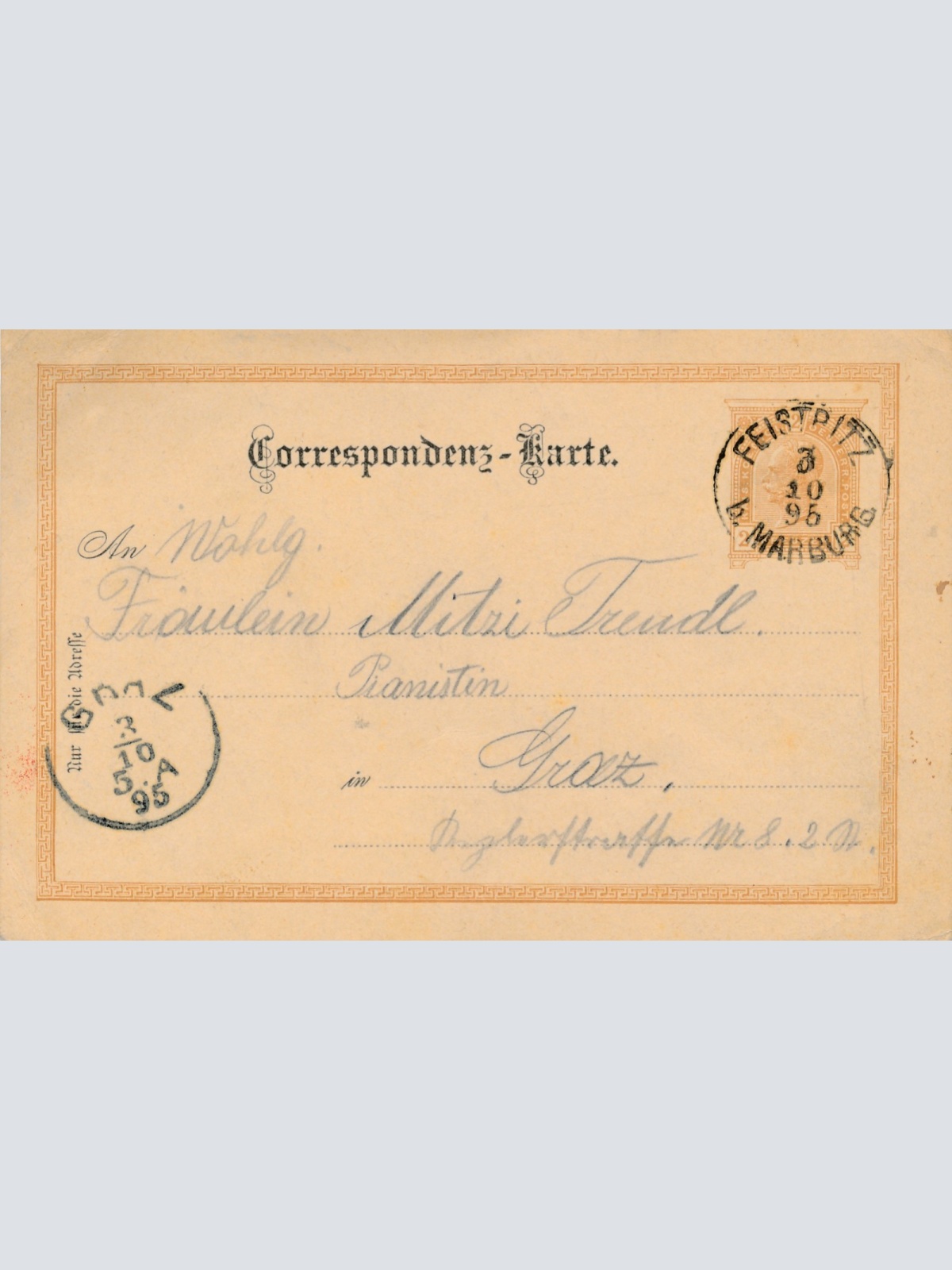 2 Kreuzer - Ganzsachen - Karte aus Feistritz (16216)