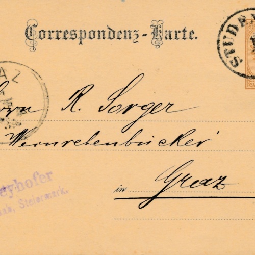 2 Kreuzer - Ganzsachen - Karte aus Studenken (16227)