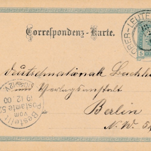 5 Heller Ganzsachen - Karte aus Ober Leutensdorf (16210)