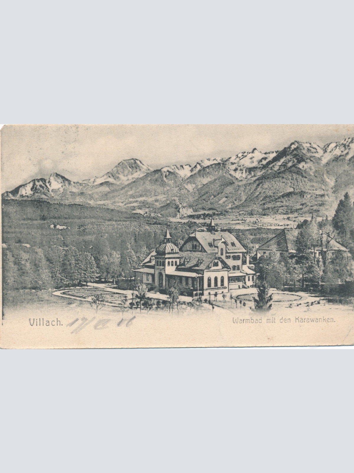 AK aus Villach Warmbad mit den Karawanken Kärnten Ansichtskarte (16195)