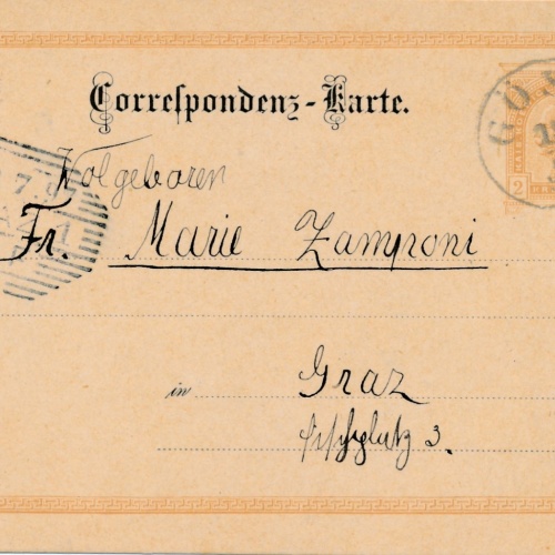 2 Kreuzer Ganzsachen - Karte aus Göss (16290)