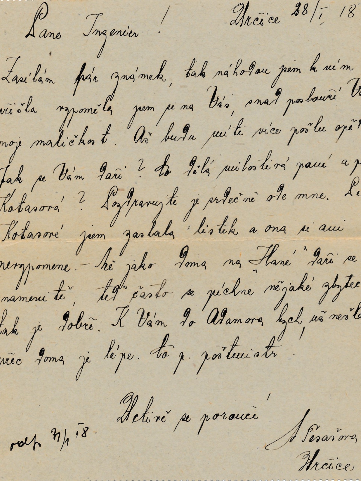 15 Heller Ganzsachen - Kartenbrief - Karte aus Urcice (16269)