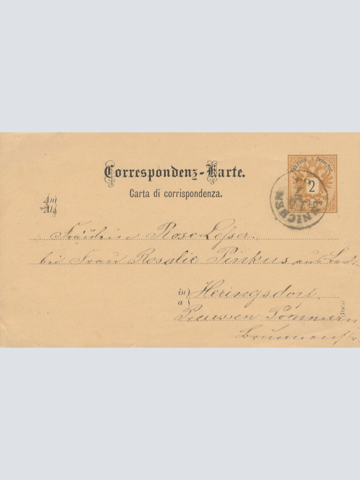 2 Kreuzer Ganzsachen - Karte aus Innichen (16281)