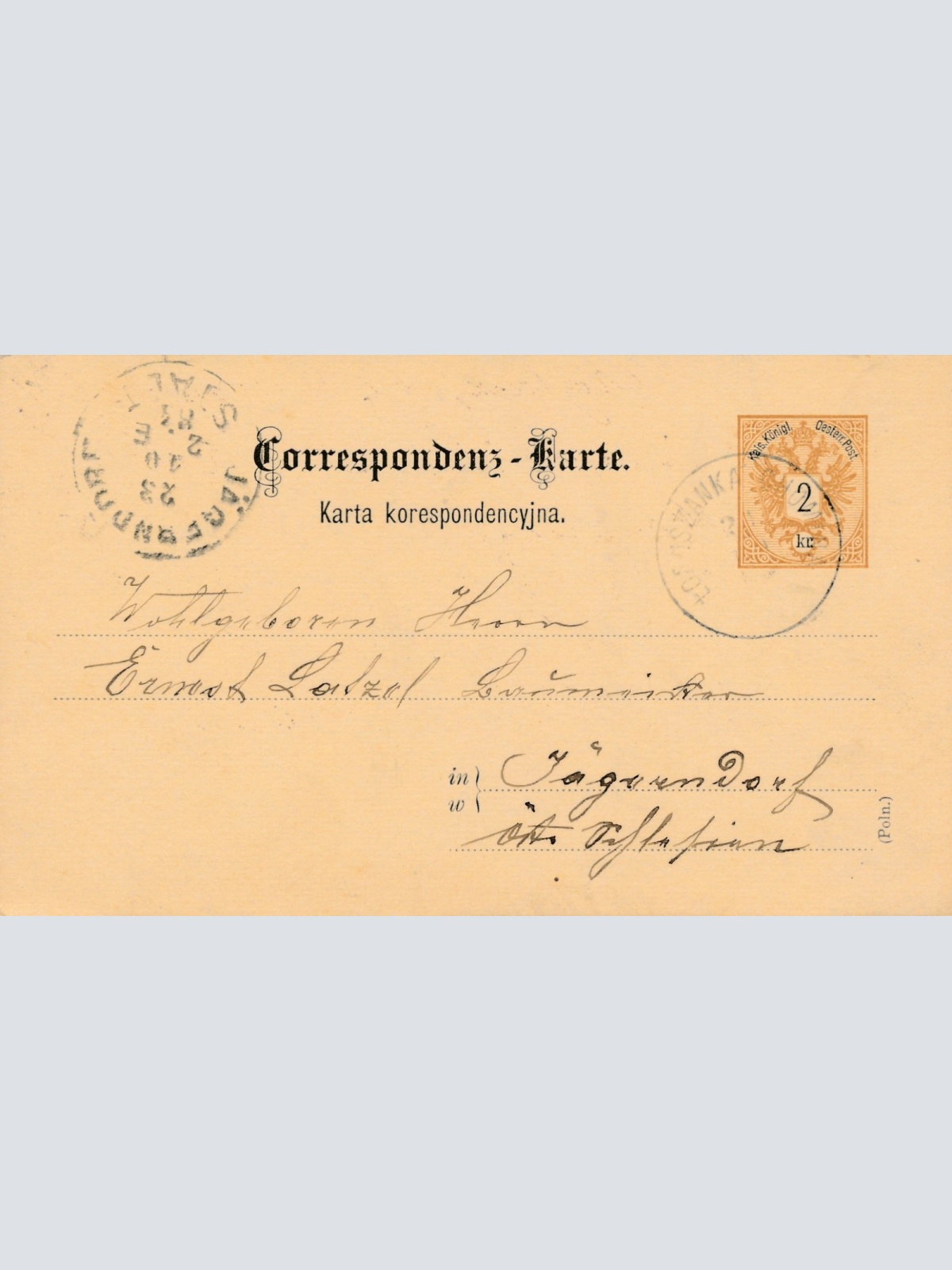 2 Kreuzer Ganzsachen - Karte aus Lobaszanka (16279)