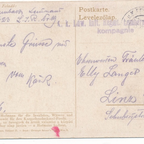 KuK Ldw Inft. Regmt Lemberg No 1 Kompagnie Ansichtskarte (16155)