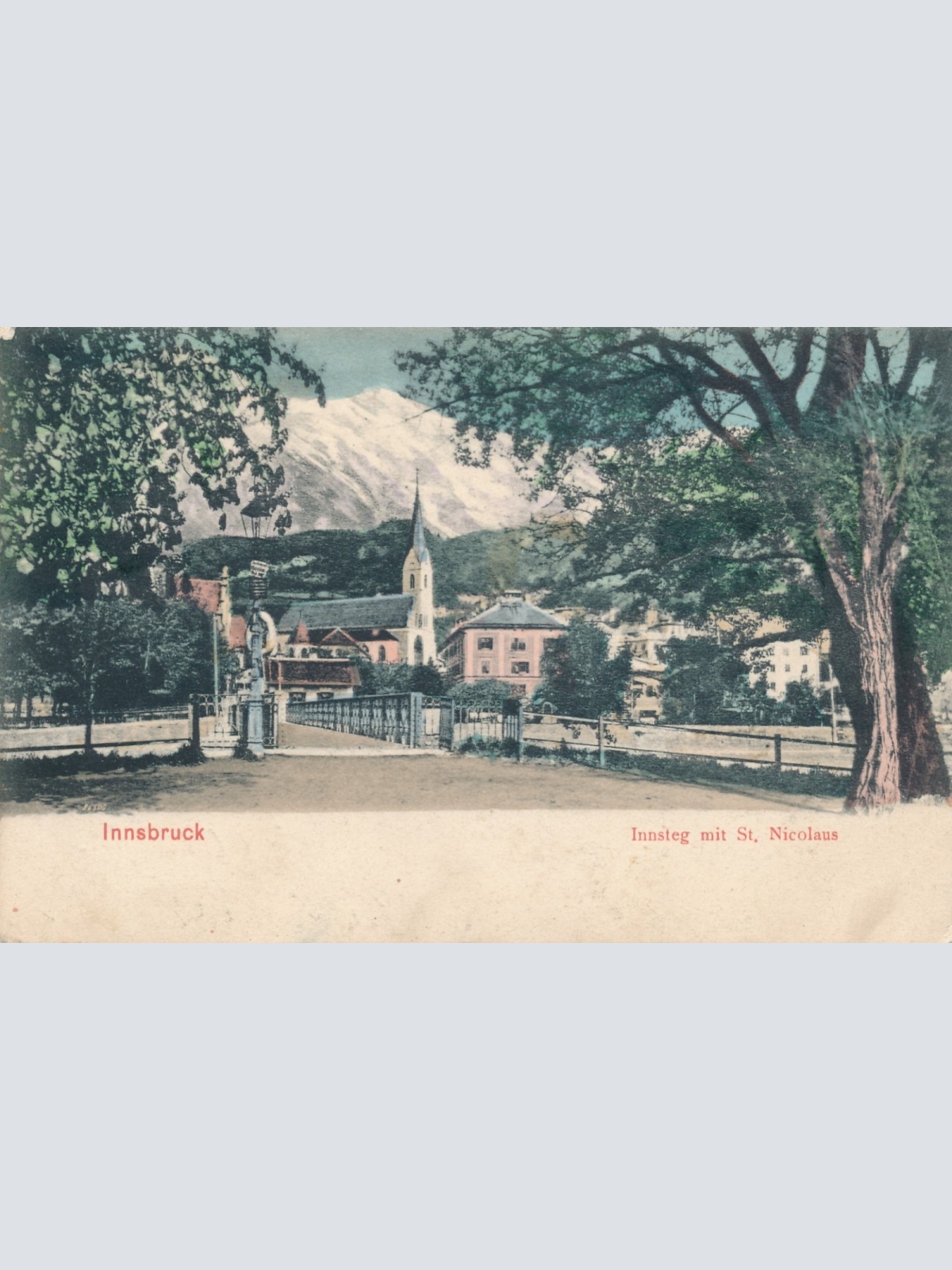 AK aus Innsbruck Innsteg mit St. Nicolaus Tirol Ansichtskarte (16114)