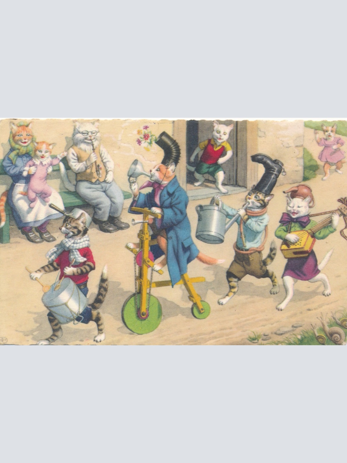 Motiv - Karte Katzen Karneval Ansichtskarte (15951)