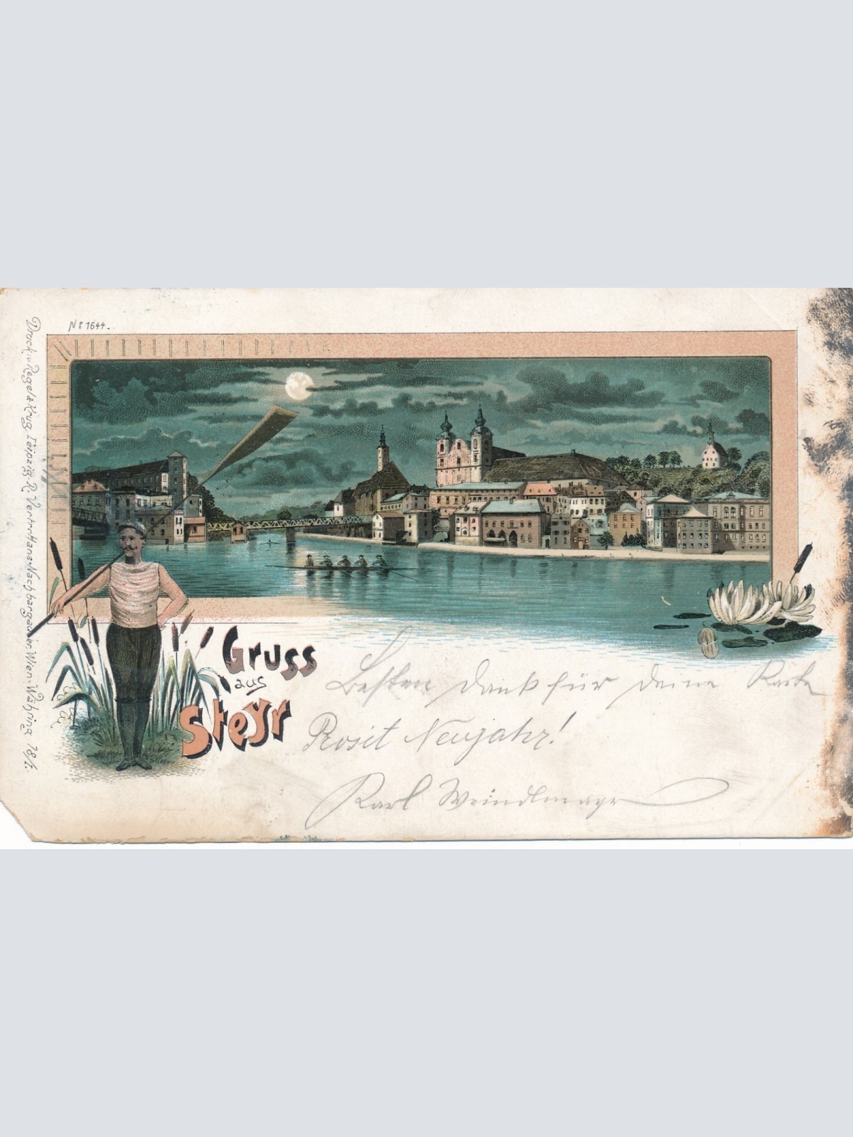 Litho - Karte gruss aus Steyr Oberösterreich Ansichtskarte (15262)