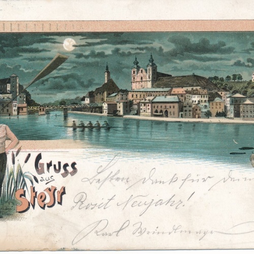 Litho - Karte gruss aus Steyr Oberösterreich Ansichtskarte (15262)