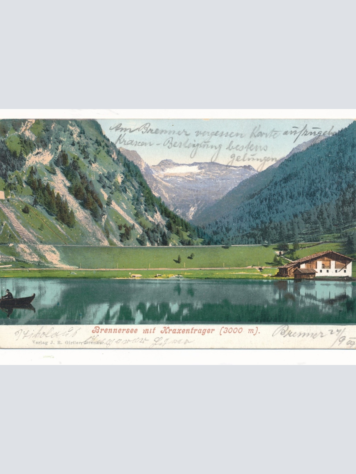 AK Brennersee mit Kraxentrager Tirol Ansichtskarte (16121)