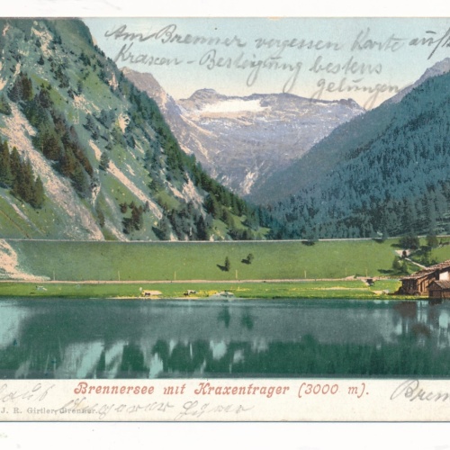 AK Brennersee mit Kraxentrager Tirol Ansichtskarte (16121)