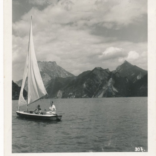 AK vom Traunsee mit Segelboot Oberösterreich Ansichtskarte (15474)