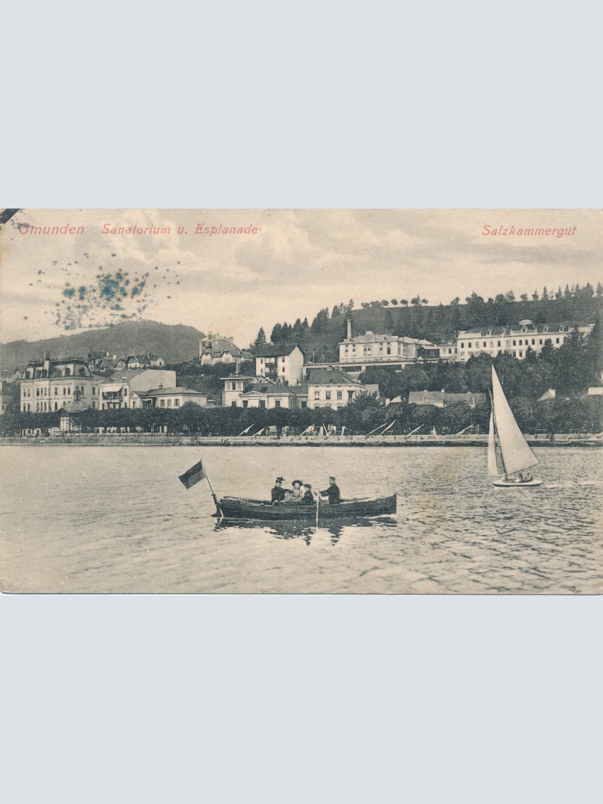 AK aus Gmunden mit Ruderboot OÖ Ansichtskarte (15612)