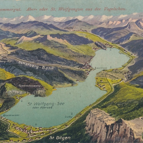 AK vom Wolfgangsee aus der Vogelschau Oberösterreich Ansichtskarte (15514)