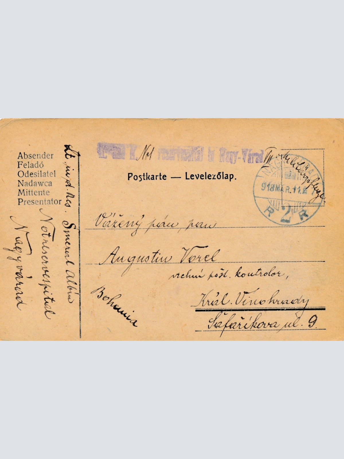 Feldpostkarte Nr. 2 K.K Reservespital in Nagy Varad (16339)