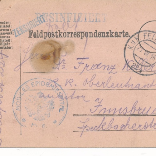 Feldpostkarte Nr. 224 Mobiles Epidemiespital (16340)