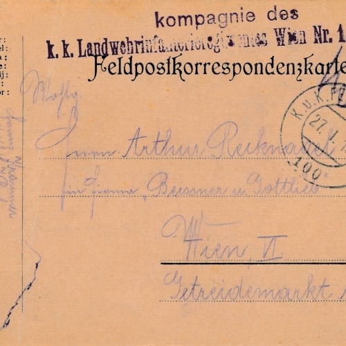 Feldpostkarte K.K Landwehrinfanteriereg. Wien Nr. 1 (16337)