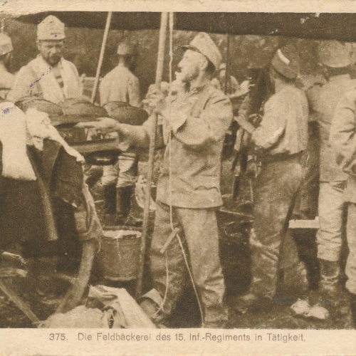 Feldpostkarte Fuhrwerkreserve Die Feldbäckerei (16342)