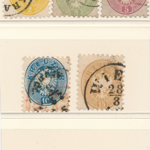 Freimarkenausgabe 1863 - 64 ANK 30 - 34 gestempelt (16448)