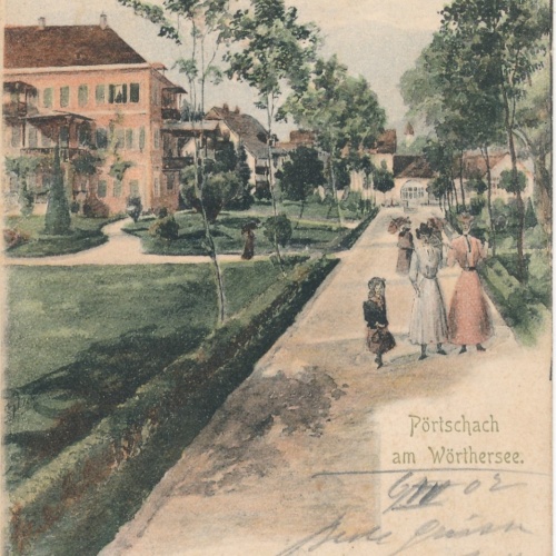 AK Pörtschach Etablissement Werzer Parkparthie Kärnten Ansichtskarte (16009)