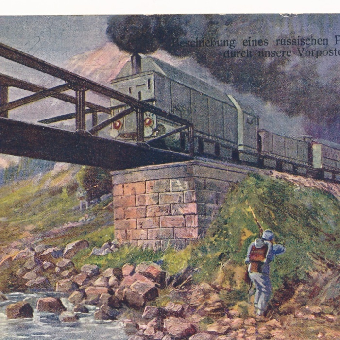 AK Militaria Beschießung eines Russischen Panzerzugs Ansichtskarte (16491)