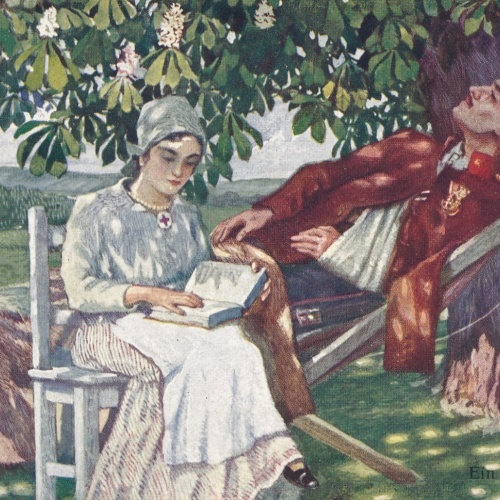 AK Militaria Verwundeter Soldat mit Krankenschwester Ansichtskarte (16485)