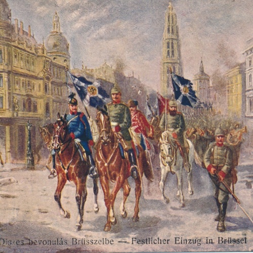 AK Militaria Festlicher einzug in Brüssel Ansichtskarte (16484)