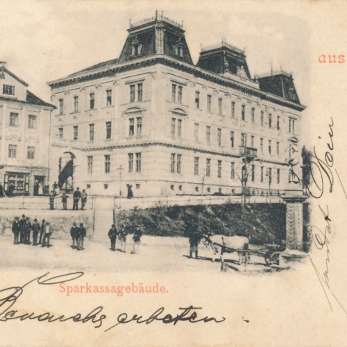 AK aus Lambach Sparkassagebäude Oberösterreich Ansichtskarte (16404)