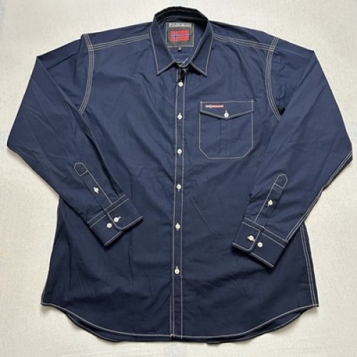 Napapijri Geographic Freizeithemd Langarm Blau Herren Größe XL Maße siehe Fotos