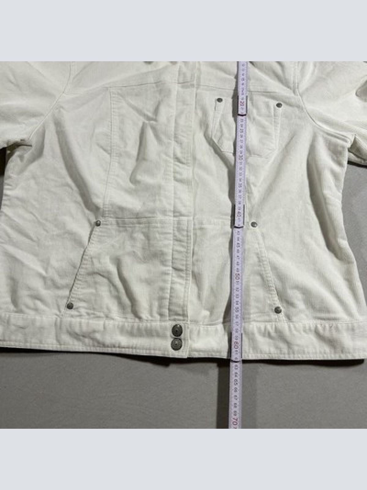 Fashion Bug Stretch Vintage Y2K Jacke Weiß Damen Größe M Maße auf Fotos Denim